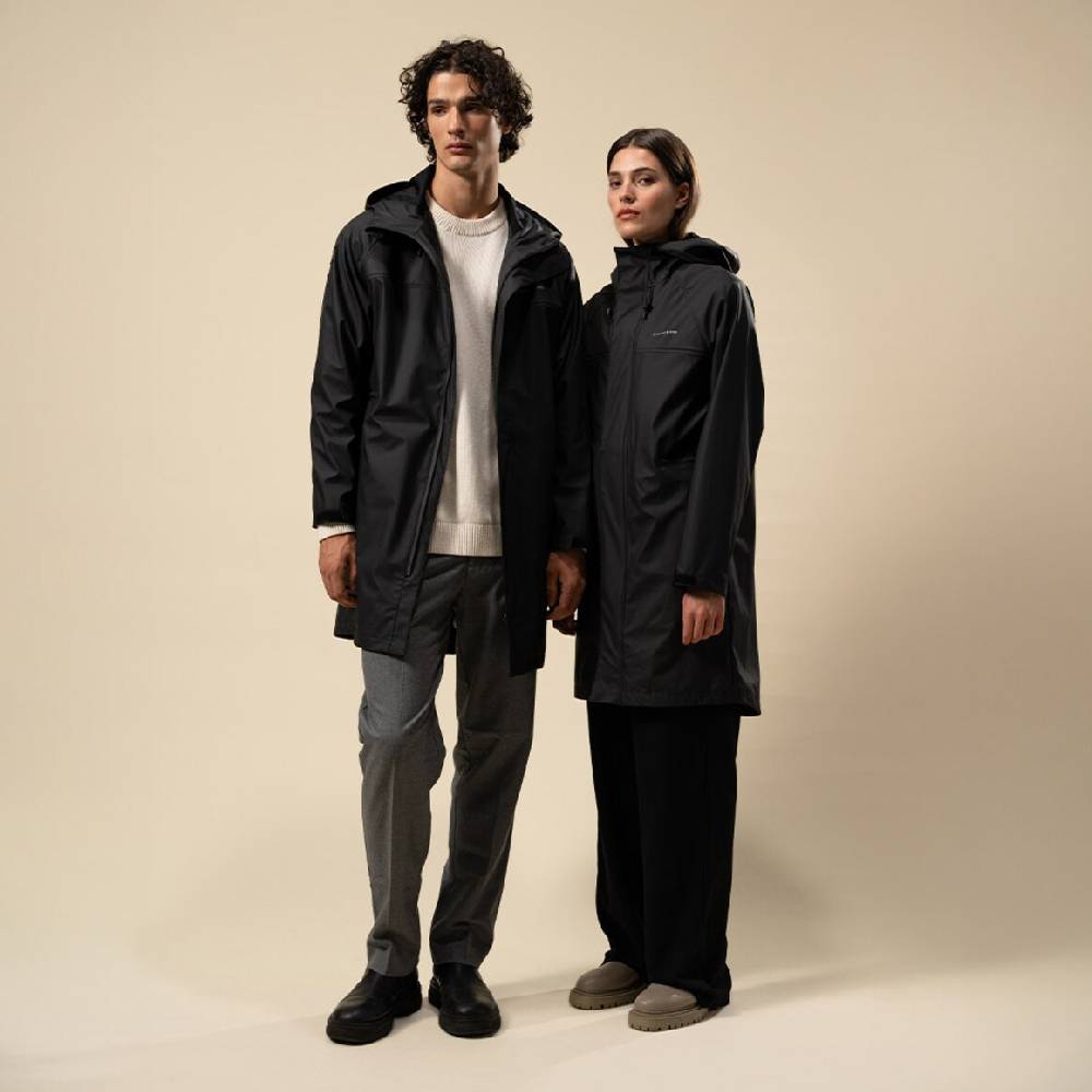 Kpten & Son Everyday Rain Jacket Long Midnight Black Sonderangebot der Fabrik