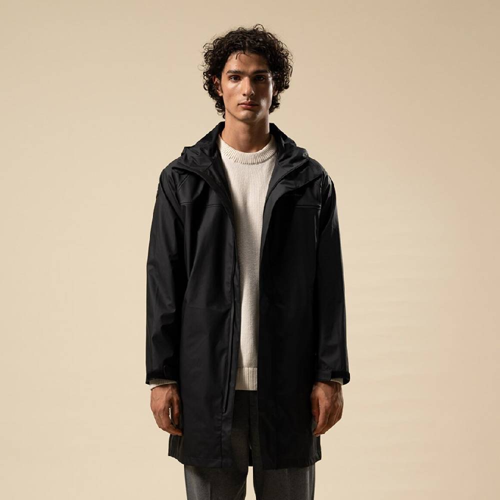 Kpten & Son Everyday Rain Jacket Long Midnight Black Sonderangebot der Fabrik