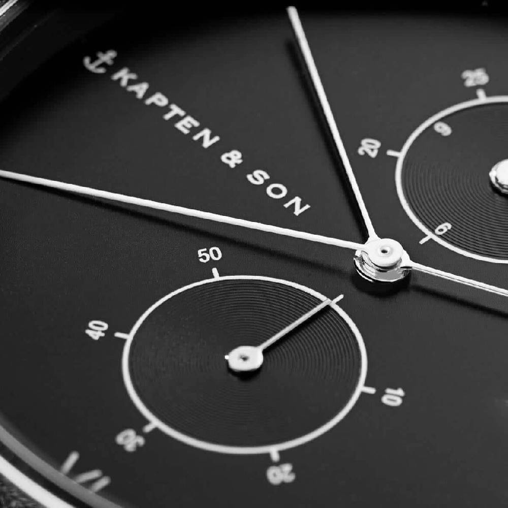 Kpten & Son Chrono Silver Black Steel Auslauf