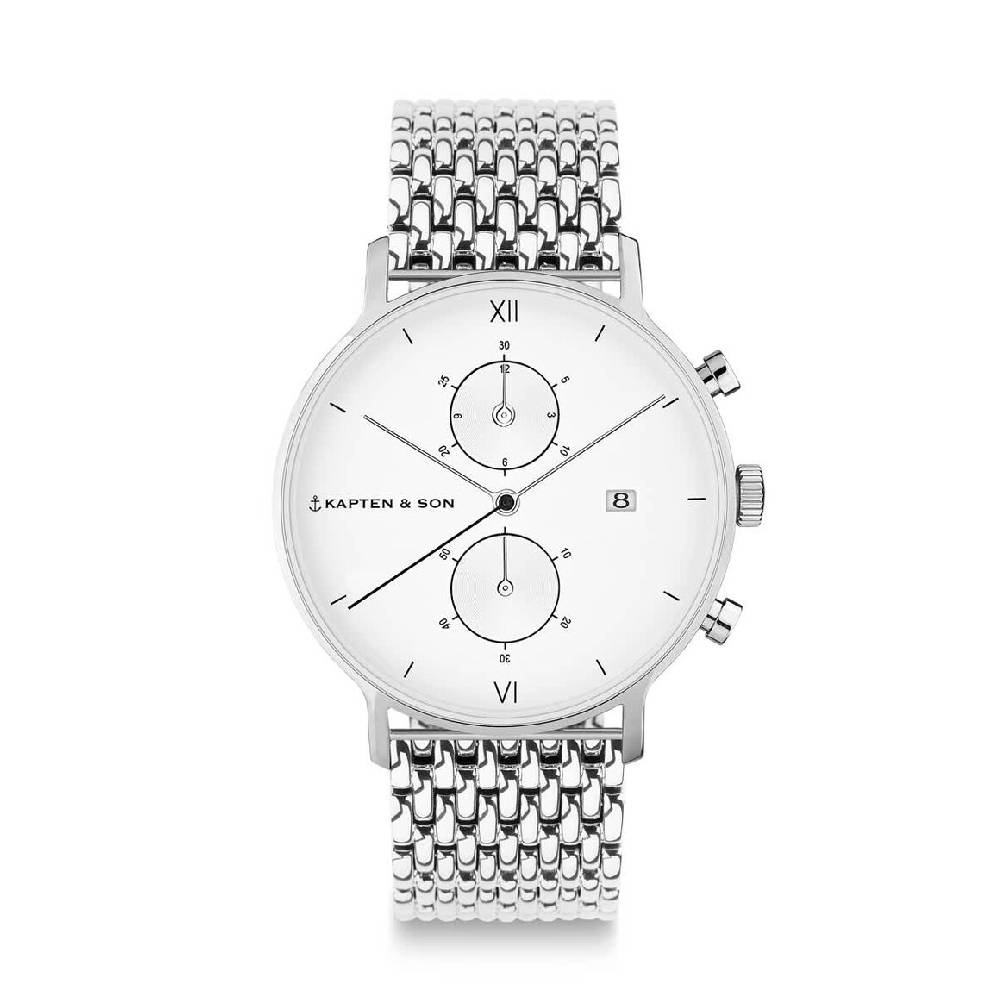 Kpten & Son Chrono Silver Woven Steel