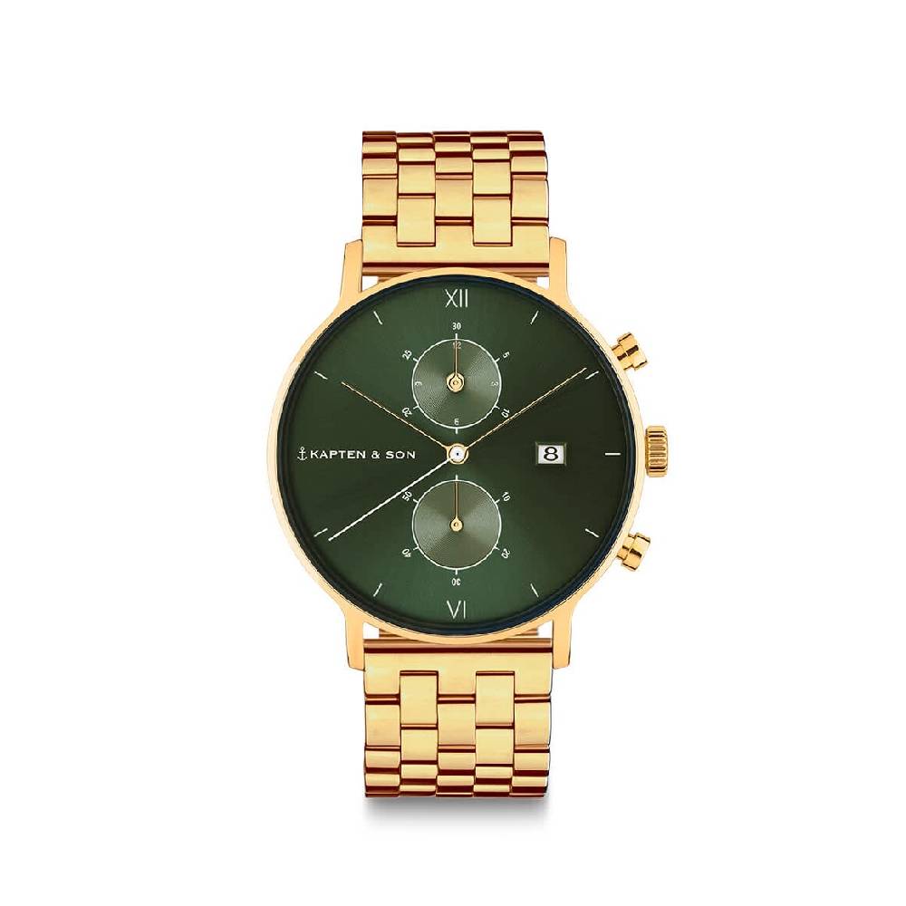 Kpten & Son Chrono Small Gold Green Steel