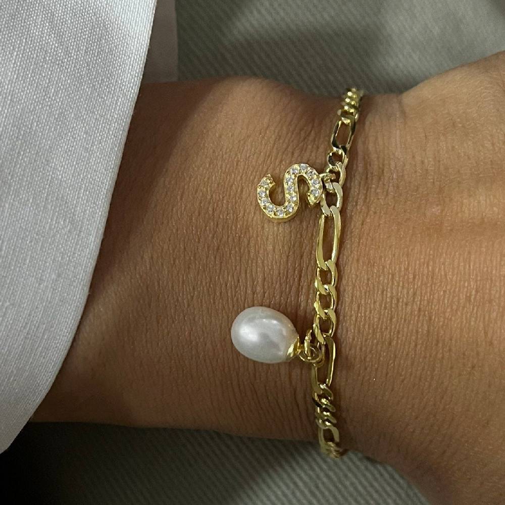 Kardelen Pearl Buchstaben Armkette - 925 SILBER JETZT KAUFEN