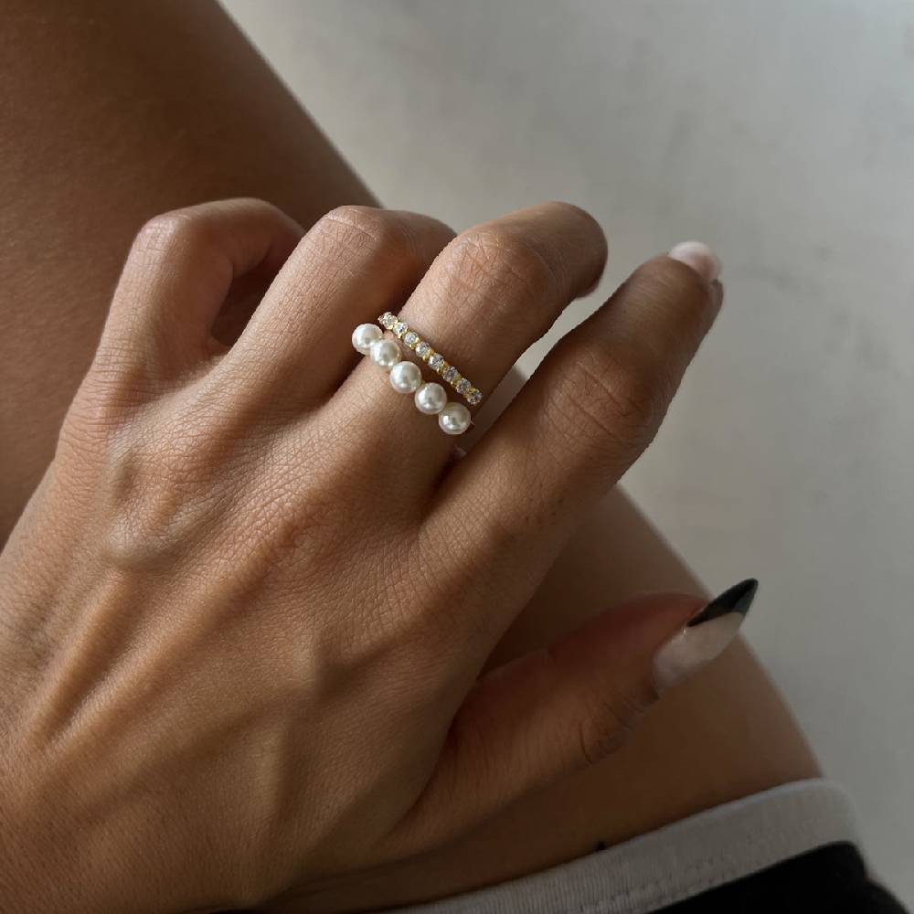 Kardelen Pointed Pearl Zirconia Ring - 925 SILBER Letzte 2 Tage