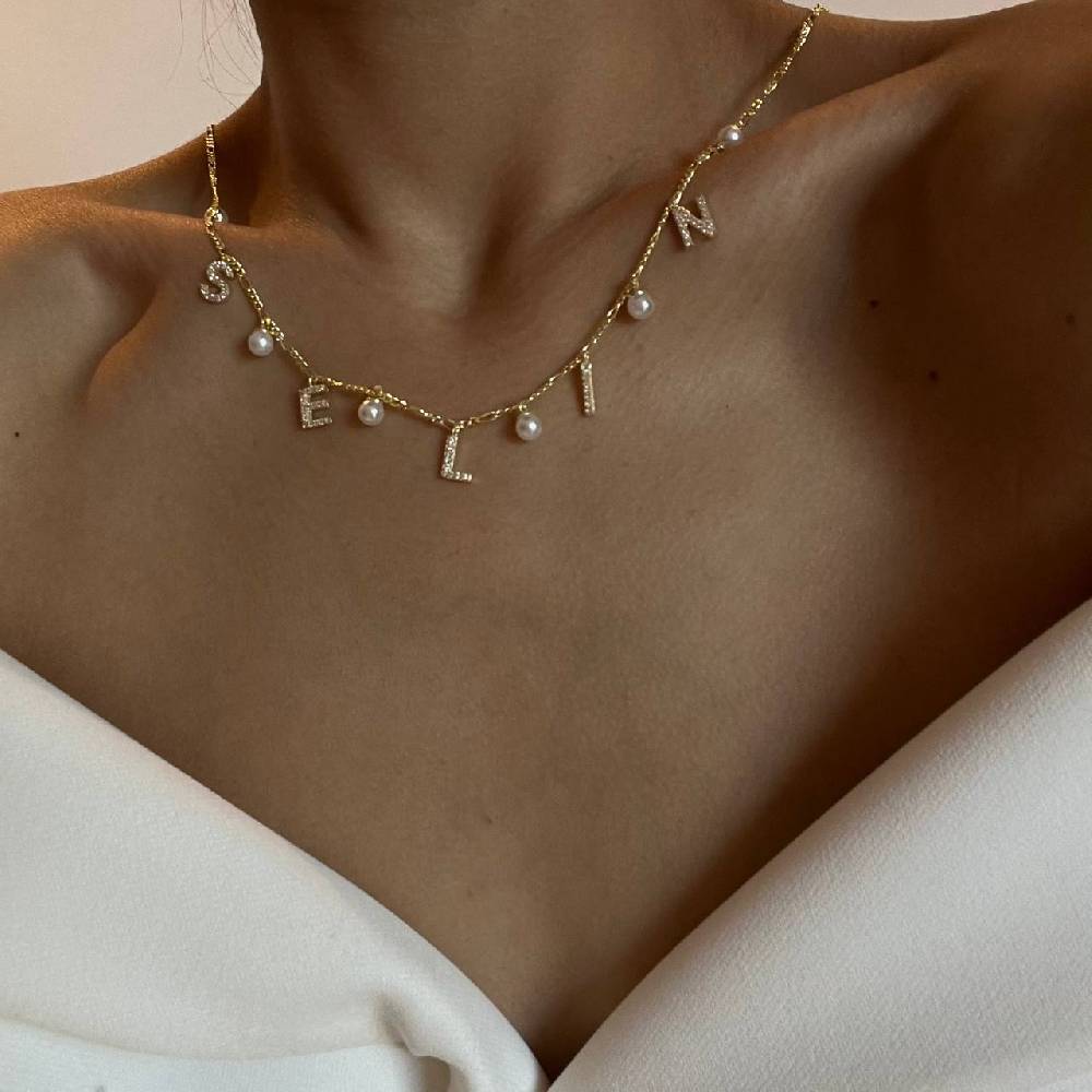 Kardelen CHOCKER NAMENSKETTE MIT PERLE - 925 SILBER Bis zu 50% Rabatt