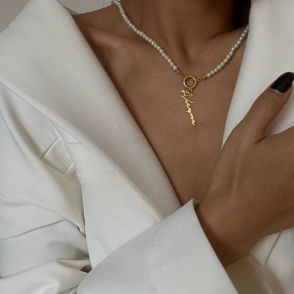 Kardelen Pearl Chain Signatur Namenskette - 925 SILBER Nur für heute
