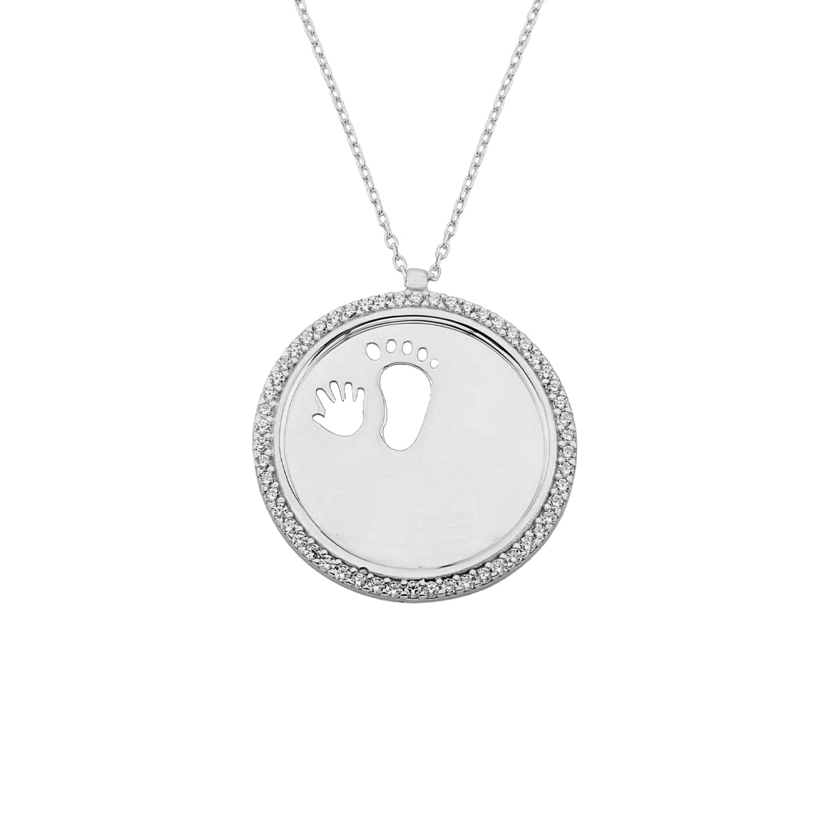 Kardelen Zirkonia Gravurkette Baby Handfuß - 925 SILBER Auslauf