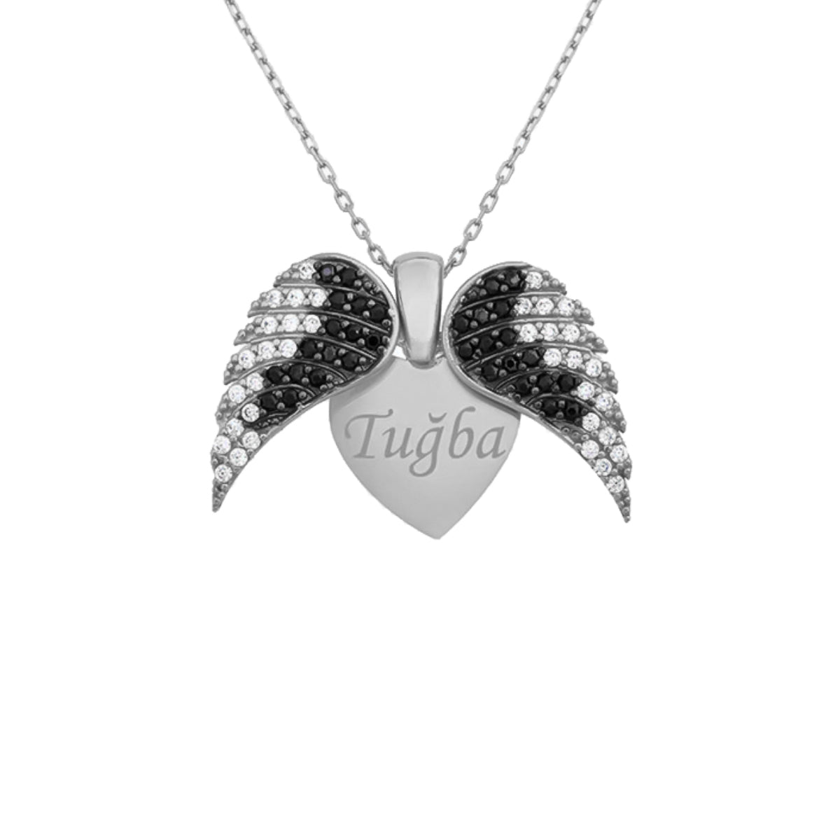 Kardelen Herz & Flügel Gravurkette - 925 SILBER Schlussverkauf