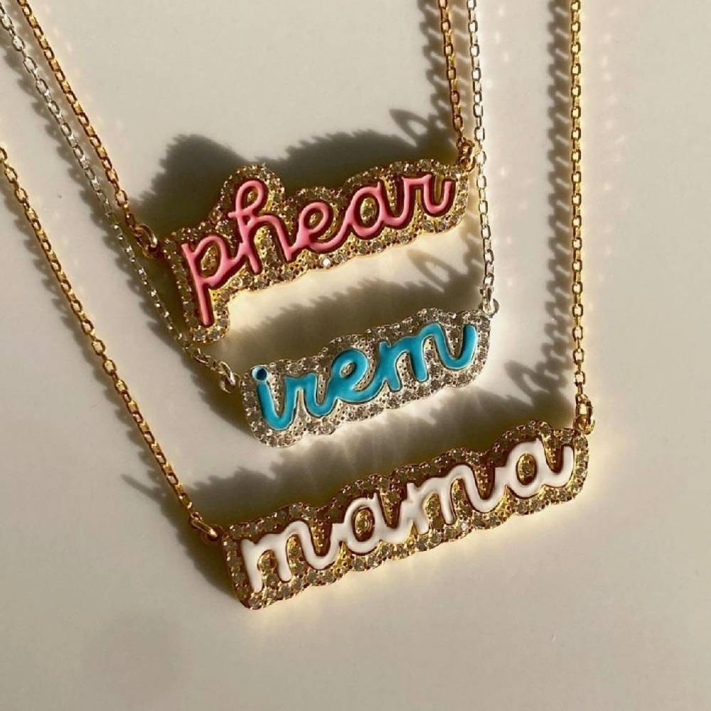 Kardelen Colorfull Precious Name Necklace - 925 SILBER Limitierter Zeitrabatt