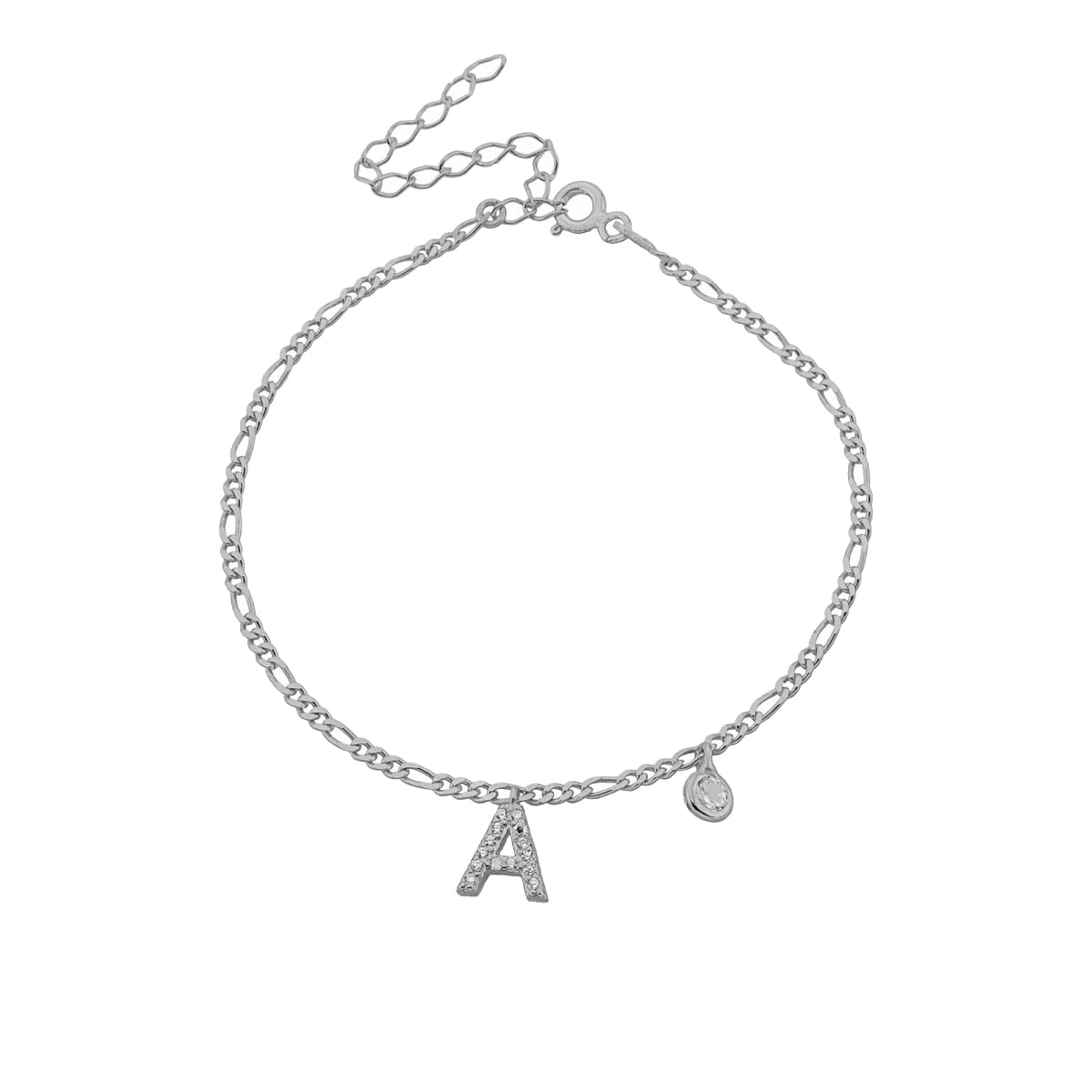 Kardelen Armkette Figaro Zirkonia mit Buchstabe - 925 SILBER Muttertagsangebot
