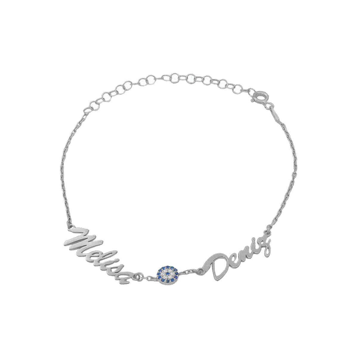 Kardelen 2er Namensarmband - Variante Nazar - 925 SILBER Zeitlich begrenztes Angebot