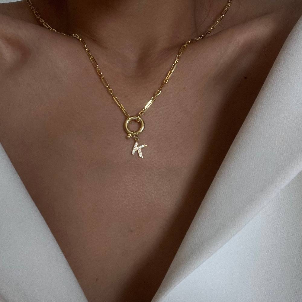 Kardelen Chain Zirkonia Buchstaben Halskette - 925 SILBER Große Rabatte