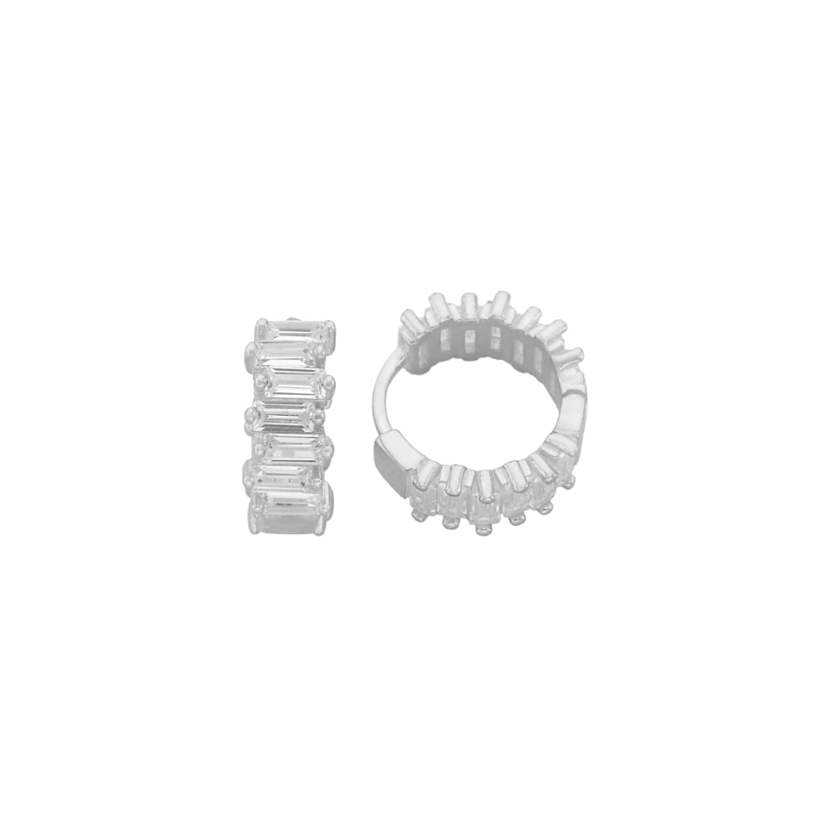 Kardelen Baguette Round Ohrring - 925 SILBER Räumungsverkauf