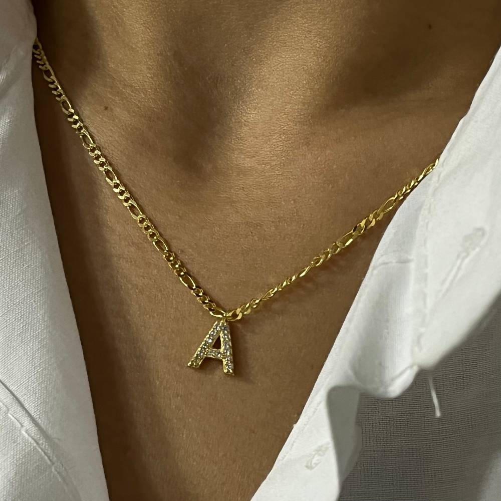 Kardelen Buchstabenkette mit Zirkonia Stein - 925 SILBER Kauf eins, bekomm eins gratis