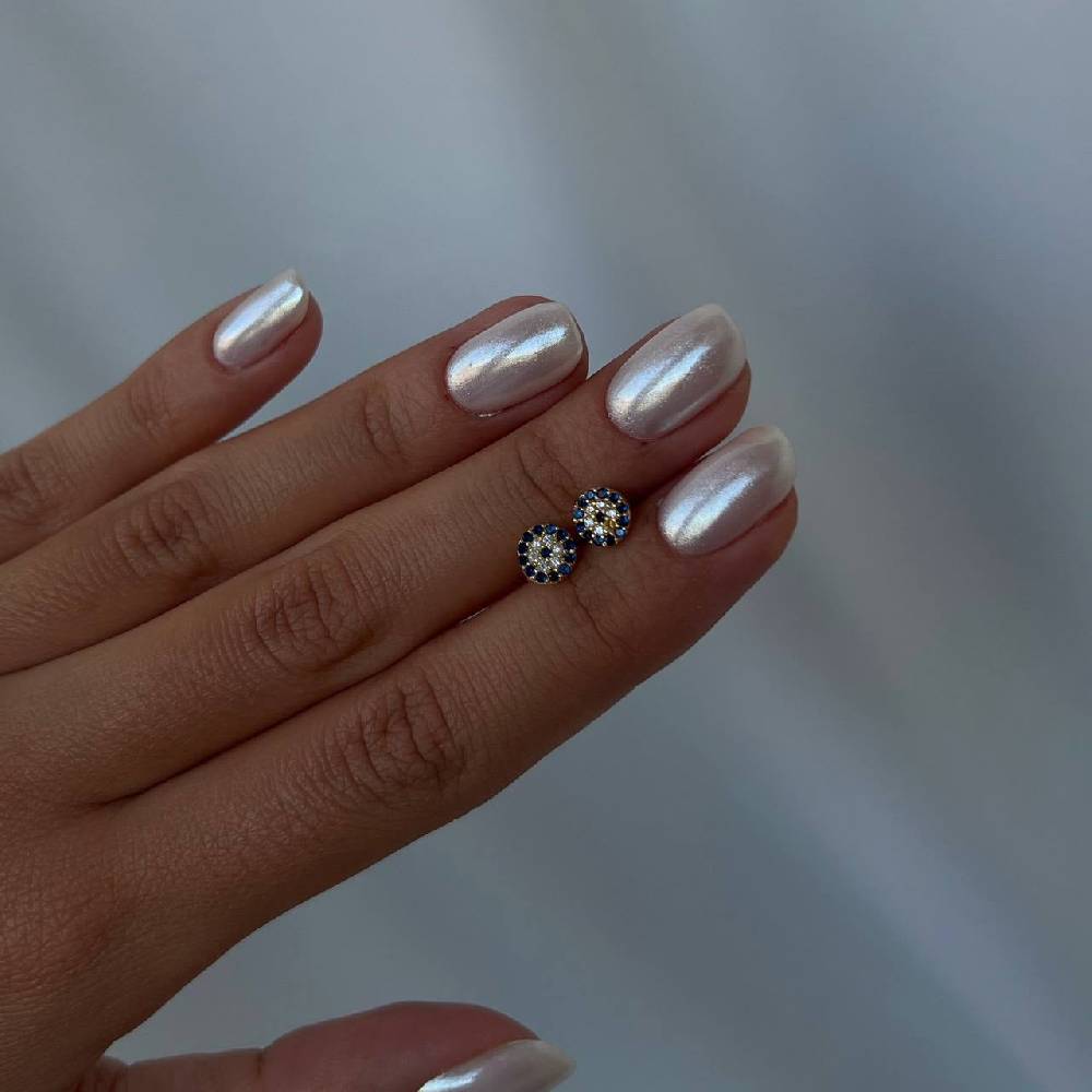 Kardelen Round Nazar Eye Stud Ohrring - 925 SILBER Begrenzte Freigabe