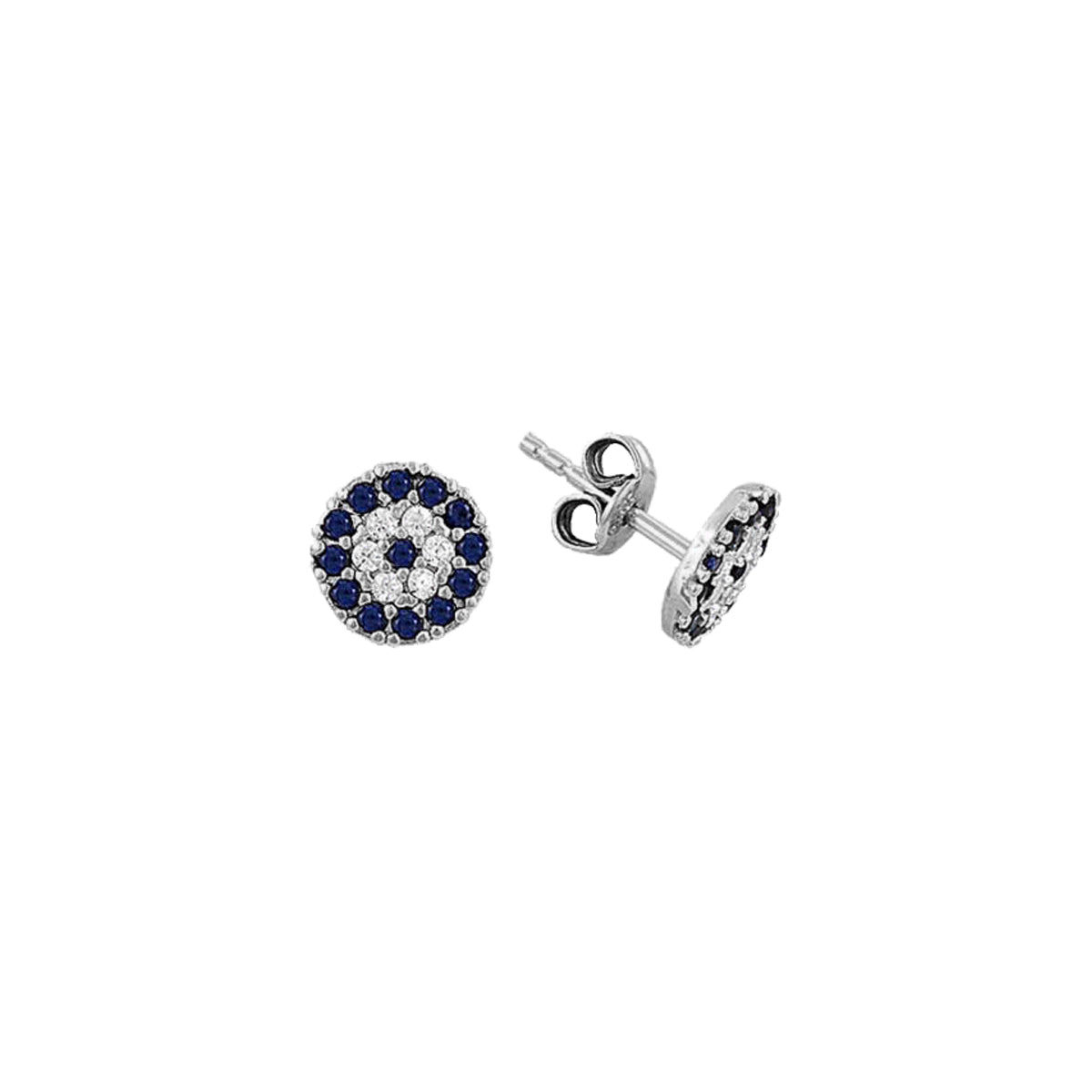 Kardelen Round Nazar Eye Stud Ohrring - 925 SILBER Begrenzte Freigabe