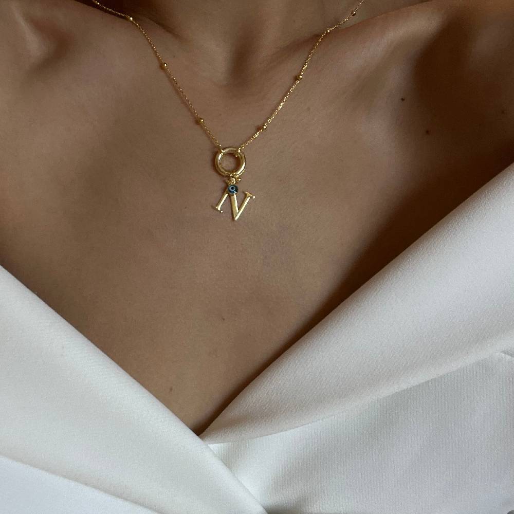 Kardelen Buchstaben Chain mit Nazar - 925 SILBER Letzte 3 Tage