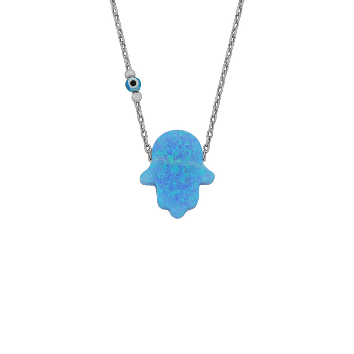 Kardelen Fatimas Hand Opal Kette mit Nazar - 925 SILBER Letzter Tag