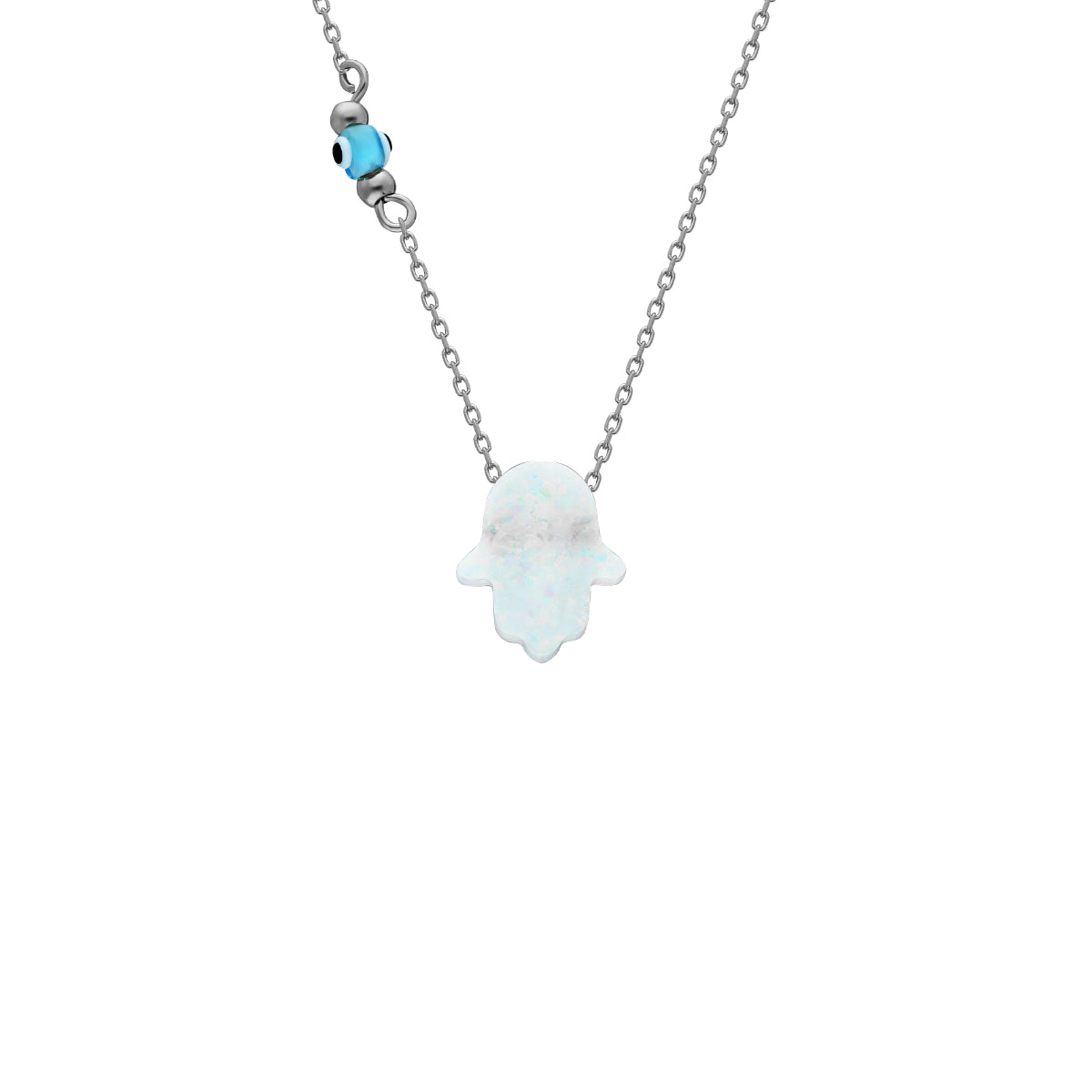 Kardelen Fatimas Hand Opal kette mit Nazar White - 925 SILBER Zeitbegrenzte Promotion