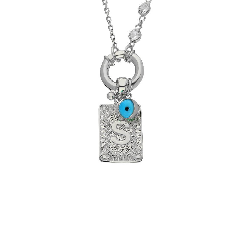 Kardelen Chain Design Iced Buchstabe mit Nazar - 925 SILBER Vierteljährliche Förderung