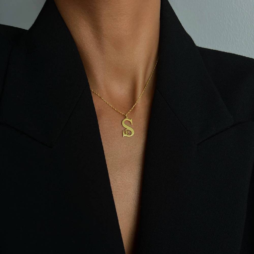 Kardelen Duo Initialen Necklace - 925 SILBER Fabrikladen