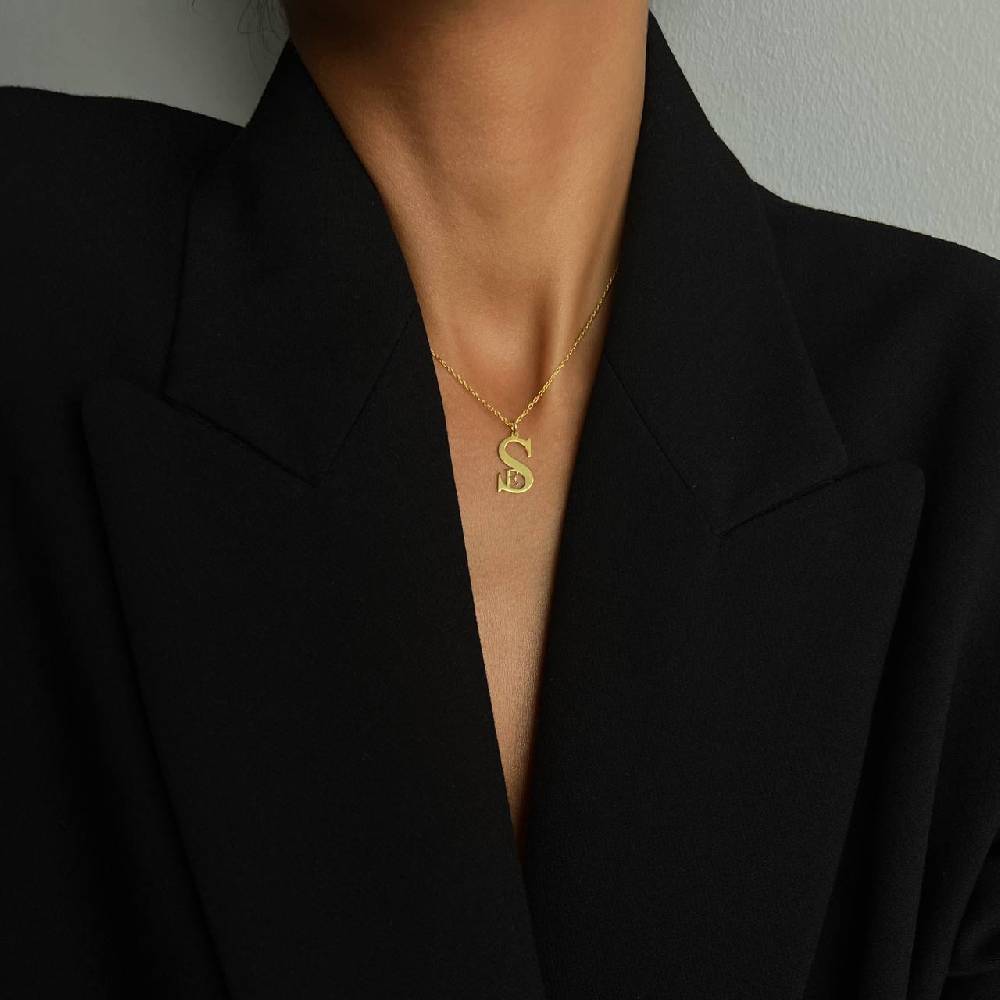 Kardelen Duo Initialen Necklace - 925 SILBER Fabrikladen