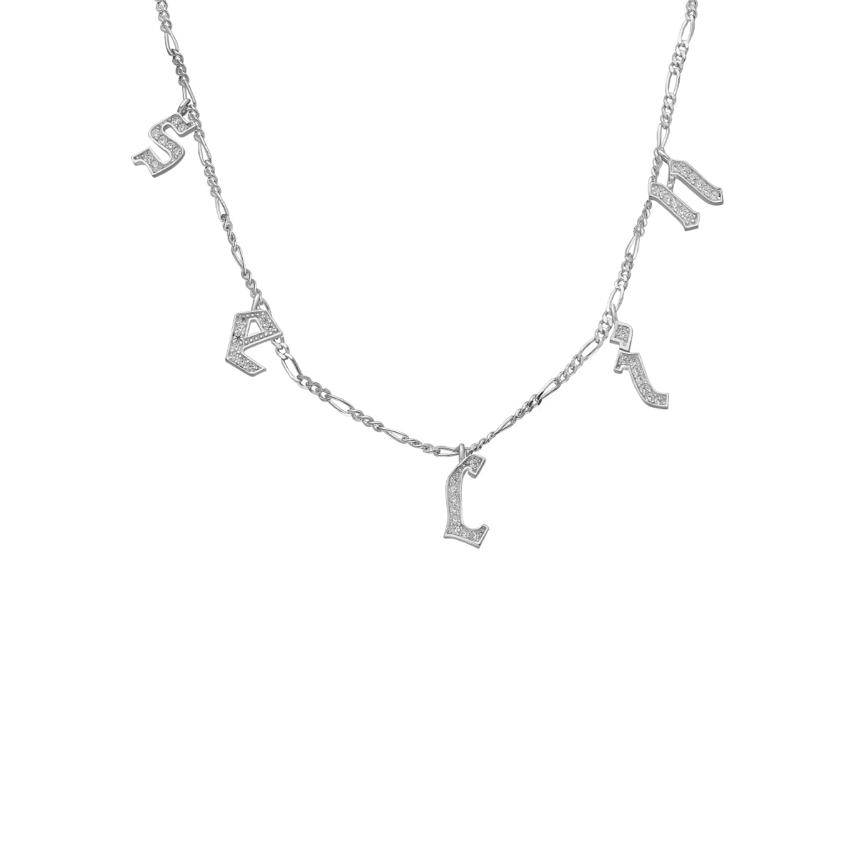 Kardelen Chocker Namenskette mit Zirkonia Gothic - 925 SILBER Begrenzt auf 3 Tage