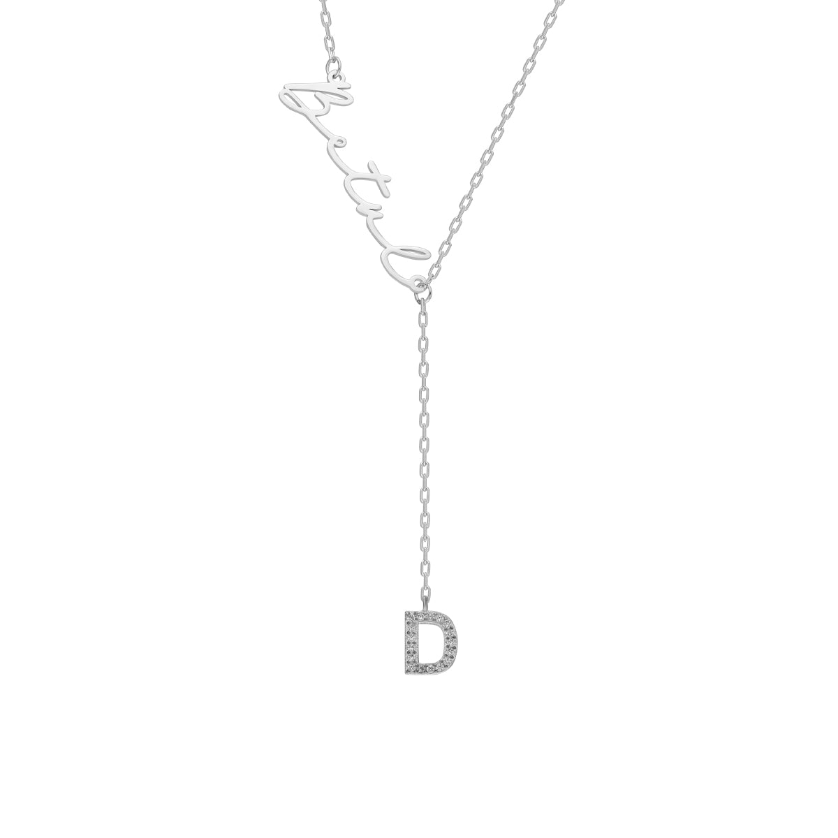 Kardelen Namenskette Y mit Zirkonia Buchstabe - 925 SILBER Auslauf