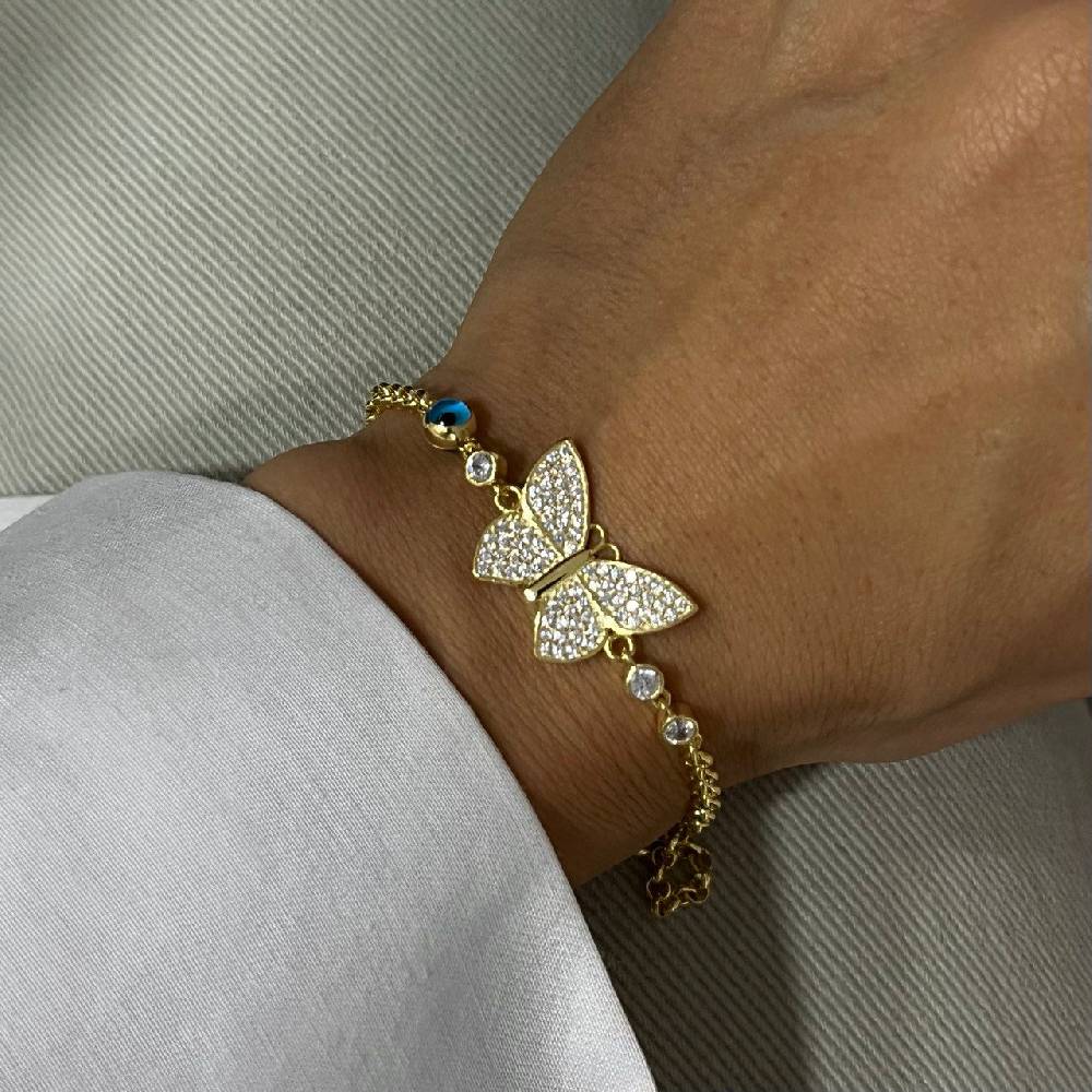 Kardelen Butterfly Nazar Armkette - 925 SILBER Blitzverkäufe