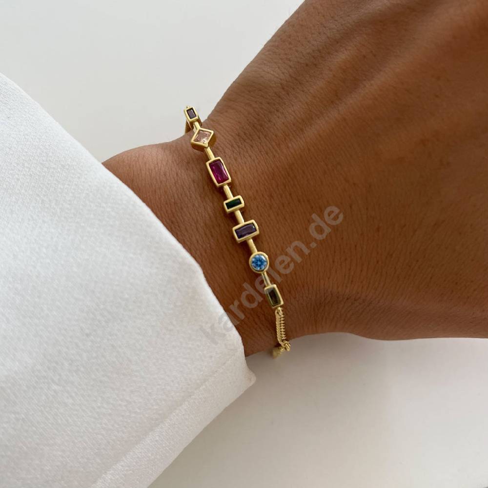 Kardelen Colorfull Stein Armkette - 925 SILBER Kostenloser Versand