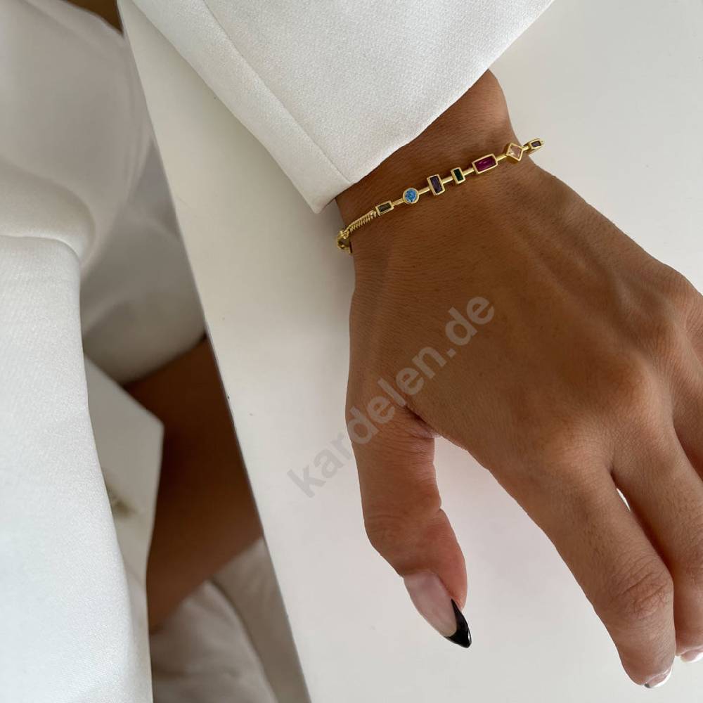 Kardelen Colorfull Stein Armkette - 925 SILBER Kostenloser Versand