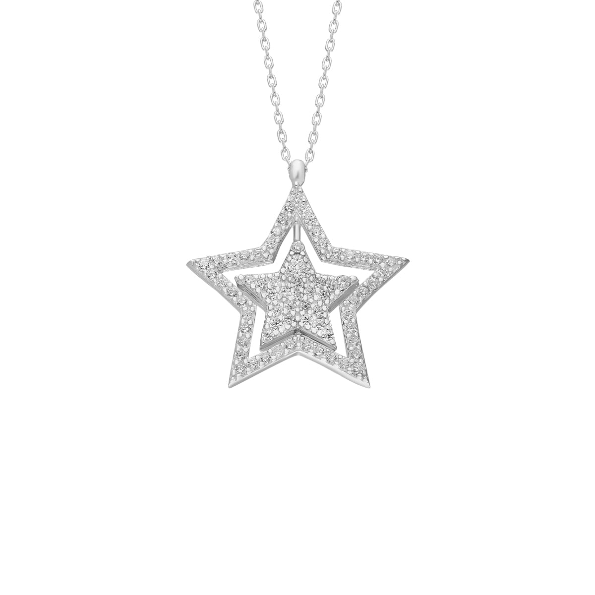 Kardelen Glänzend Star Halskette - 925 SILBER Black Friday