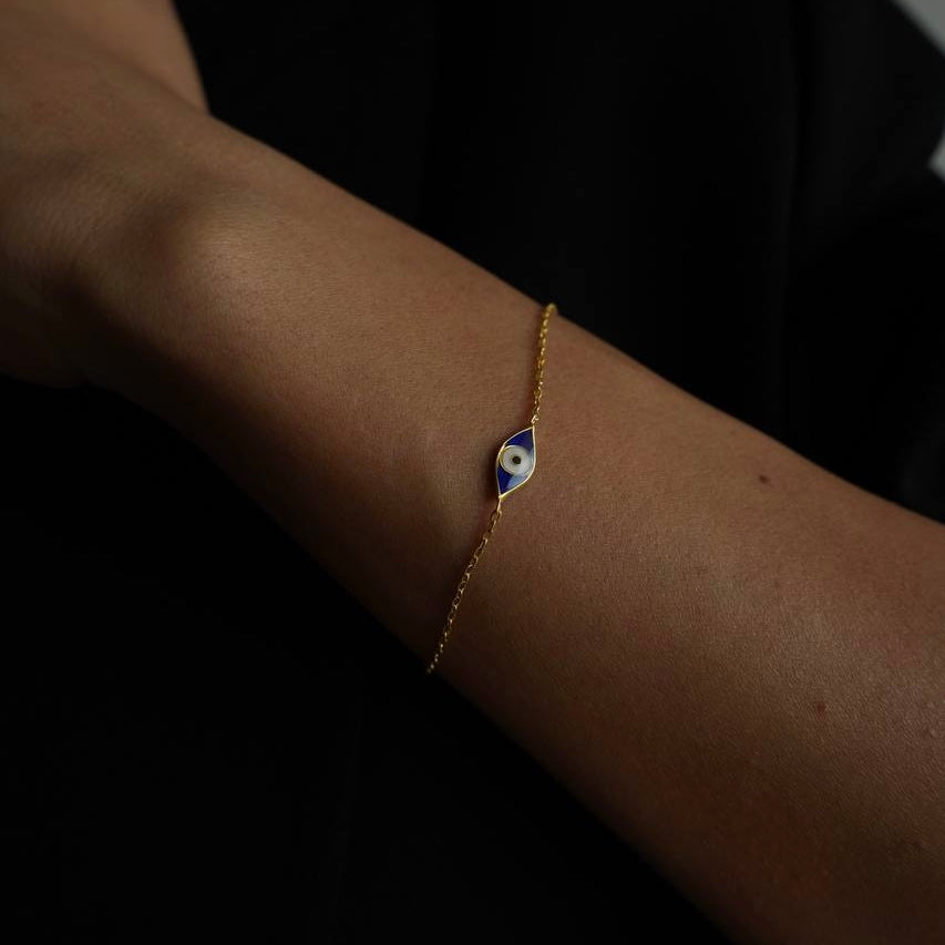 Kardelen BLAUE MINI EYE ARMKETTE - 925 SILBER Muttertagsangebot