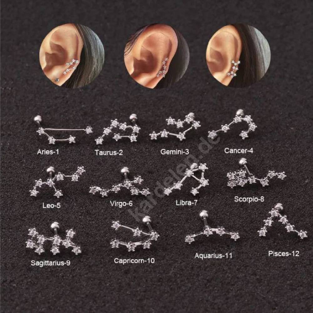 Kardelen STERNZEICHEN ZIRKONIA PIERCING - 925 SILBER Bis zu 50% Rabatt