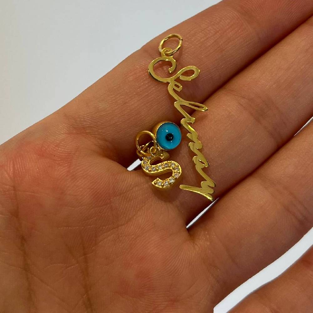 Kardelen Chain Einfache Signatur Halskette mit Nazar - 925 SILBER Vierteljährliche Förderung