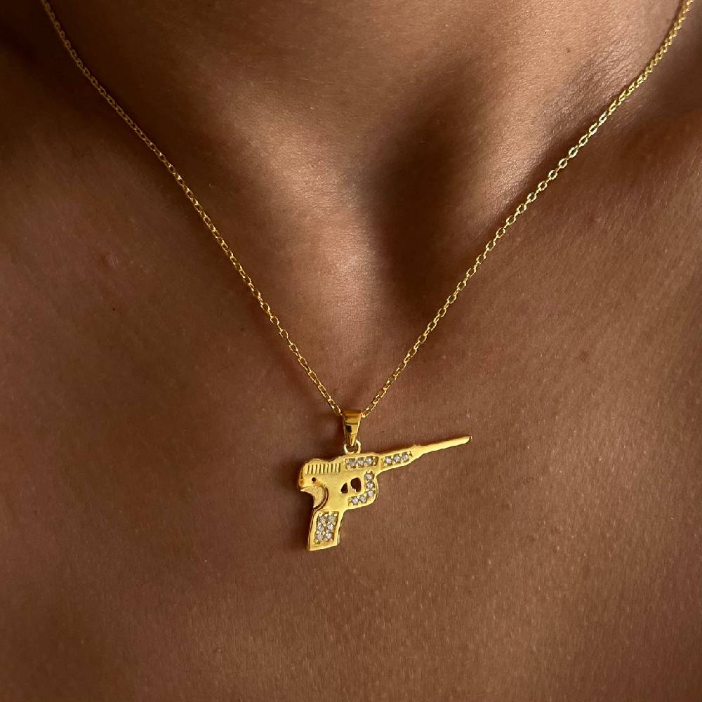 Kardelen Pistole Kette mit Zirkonia - 925 SILBER im Angebot
