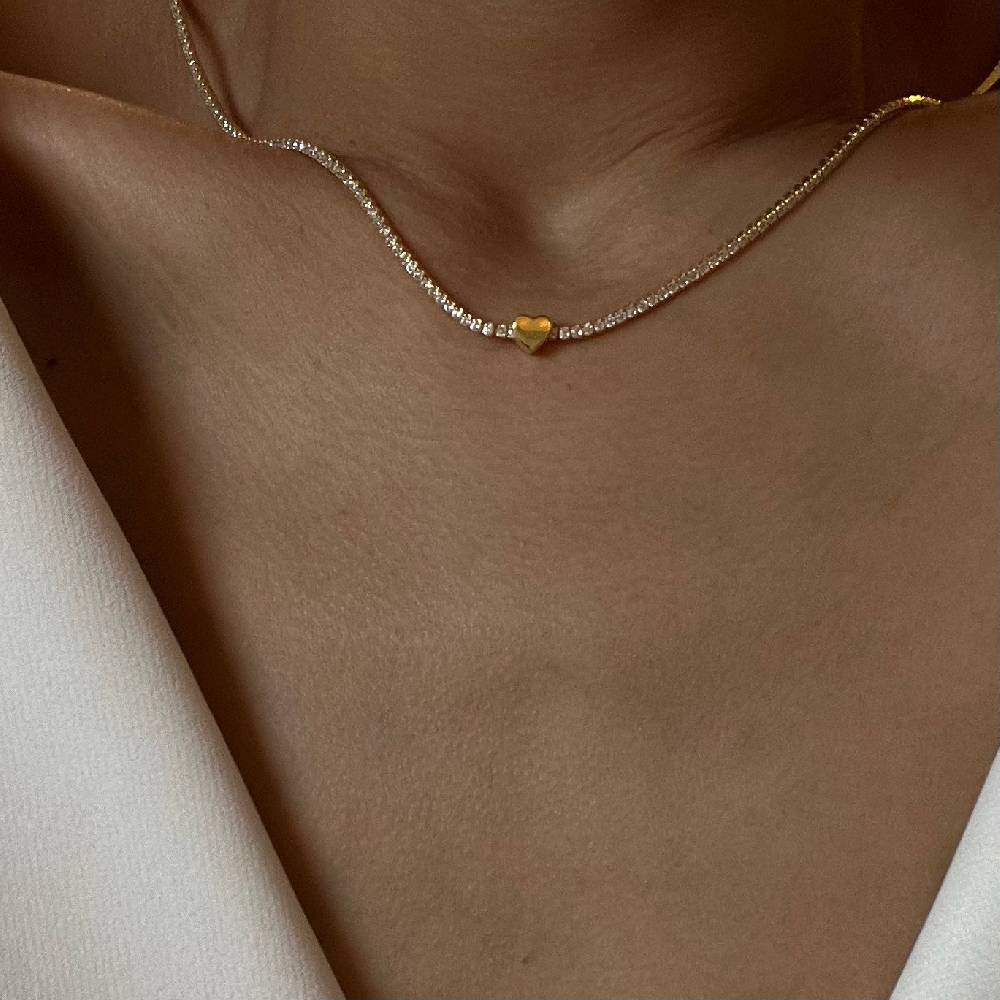 Kardelen Chain Strass herzkette - 925 SILBER Preisnachlass