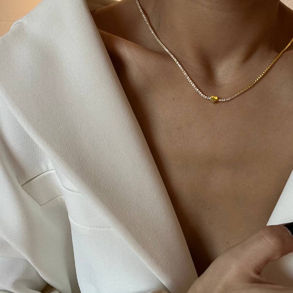 Kardelen Chain Strass herzkette - 925 SILBER Preisnachlass