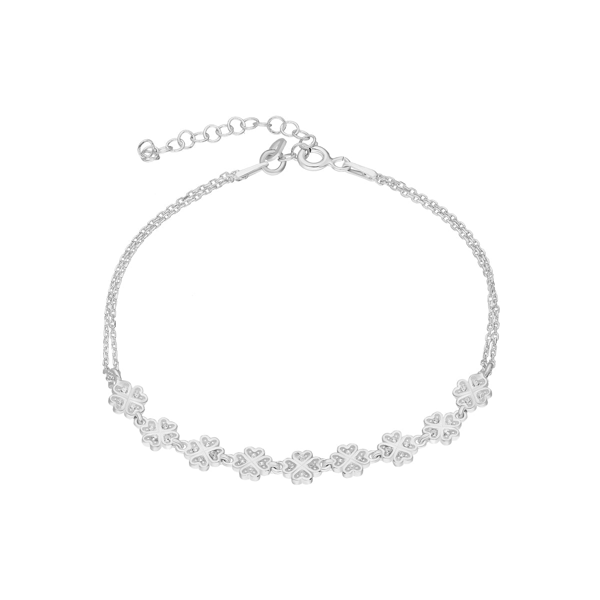 Kardelen Kleeblatt Armkette mit Zirkonia - 925 SILBER Black Friday