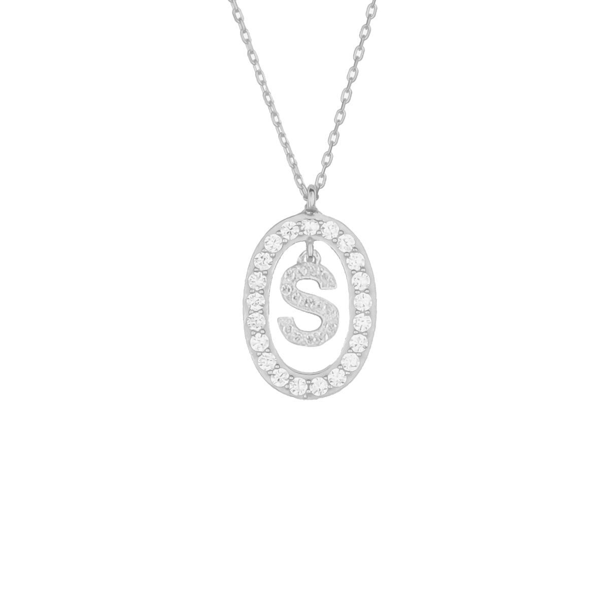 Kardelen Oval Zirkonia Buchstaben Kette - 925 SILBER Bestseller