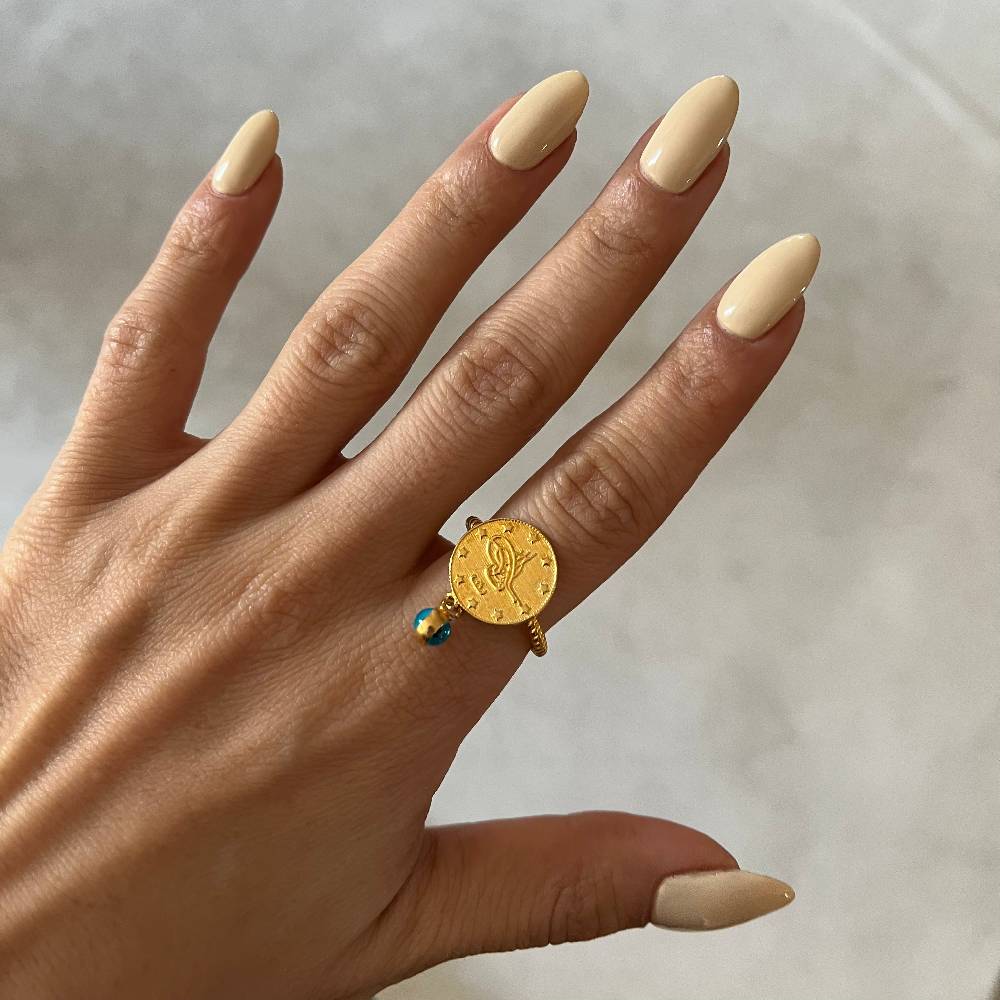 Kardelen Ceyrek Ring mit Nazar - 925 SILBER Begrenzte Freigabe