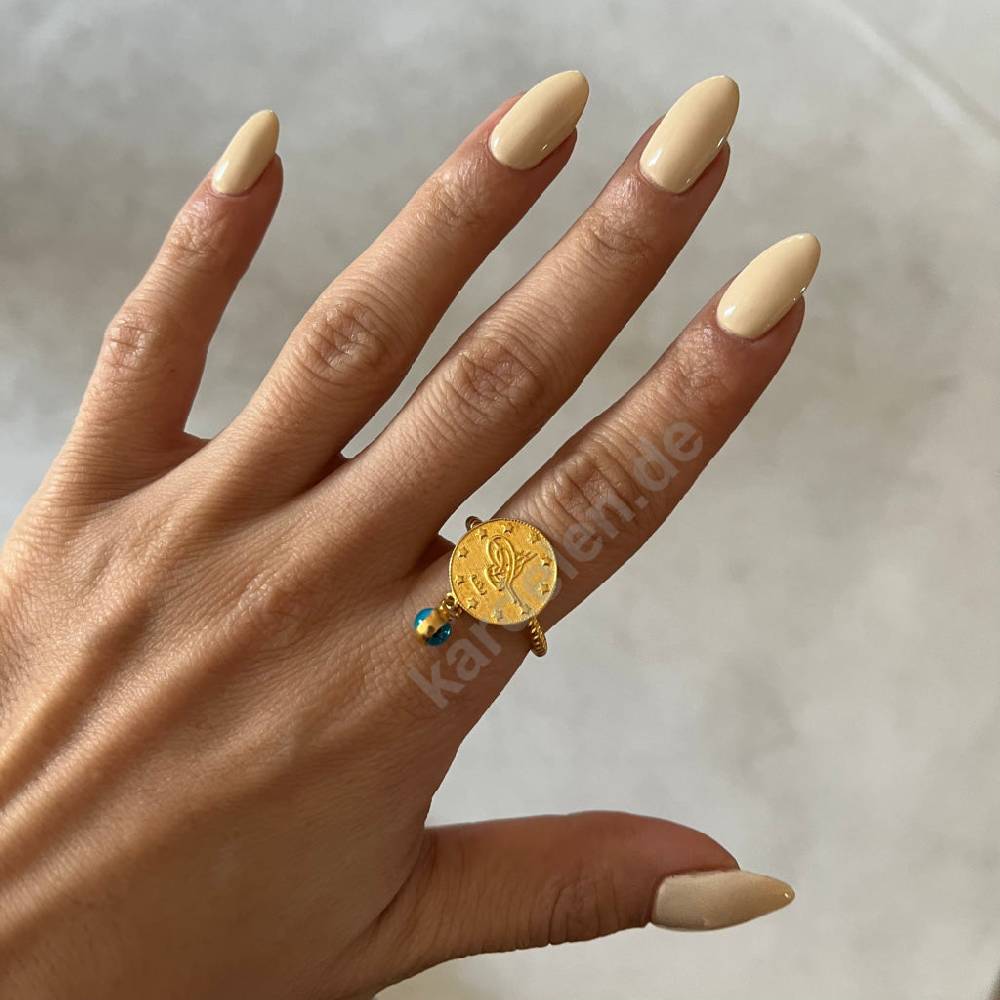Kardelen 14K GOLD CEYREK RING MIT NAZAR 2025