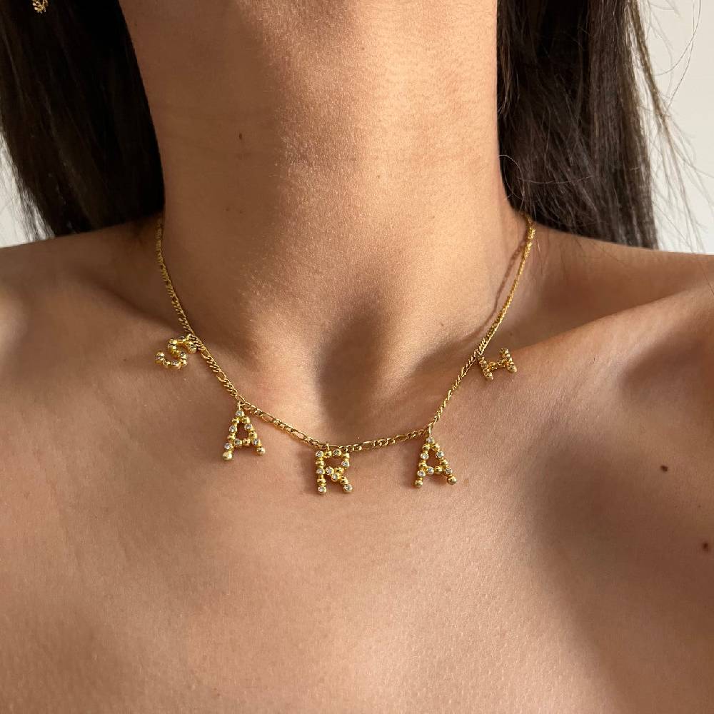 Kardelen Chocker Ball Zirkonia Namenskette - 925 SILBER Neuheiten
