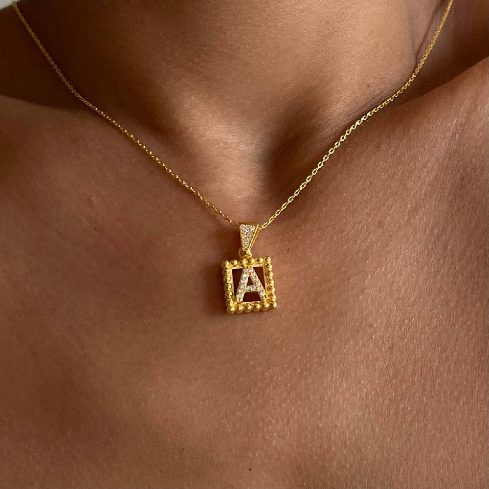 Kardelen Buchstaben Kette mit Zirkonia - 925 SILBER Riesige Ersparnisse