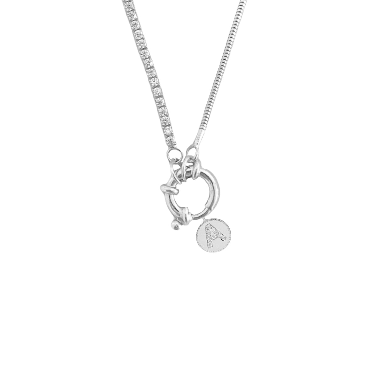 Kardelen Chain Design Italia Iced Round Zirkonia Buchstabenkette - 925 SILBER Super Sparpreis