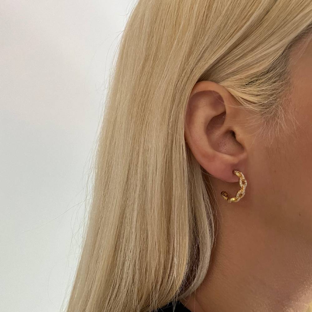 Kardelen Madrid Chain Design Zirkonia Ohrring - 925 SILBER Nur für heute