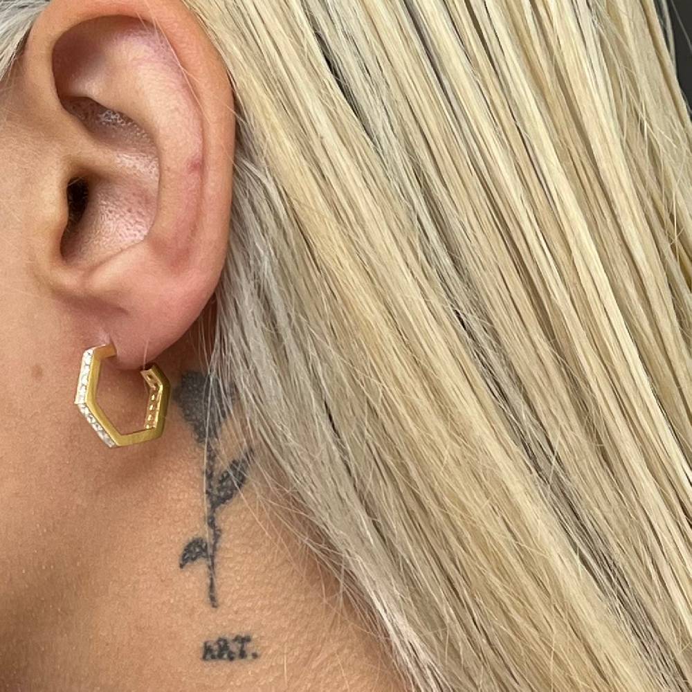 Kardelen Fünfeckige Ohrring mit Zirkonia - 925 SILBER Super Rabatt