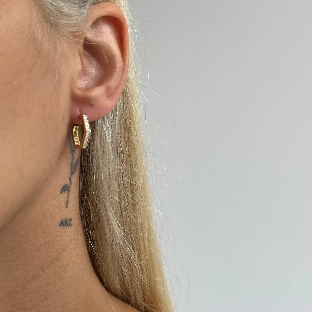 Kardelen Fünfeckige Ohrring mit Zirkonia - 925 SILBER Super Rabatt