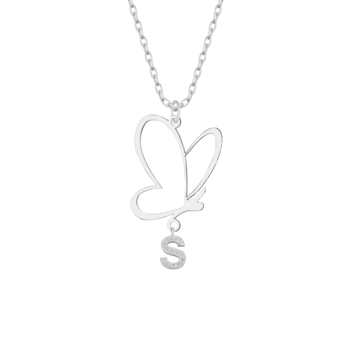 Kardelen Butterfly Kette mit Wunschbuchstabe - 925 SILBER Fabrikladen