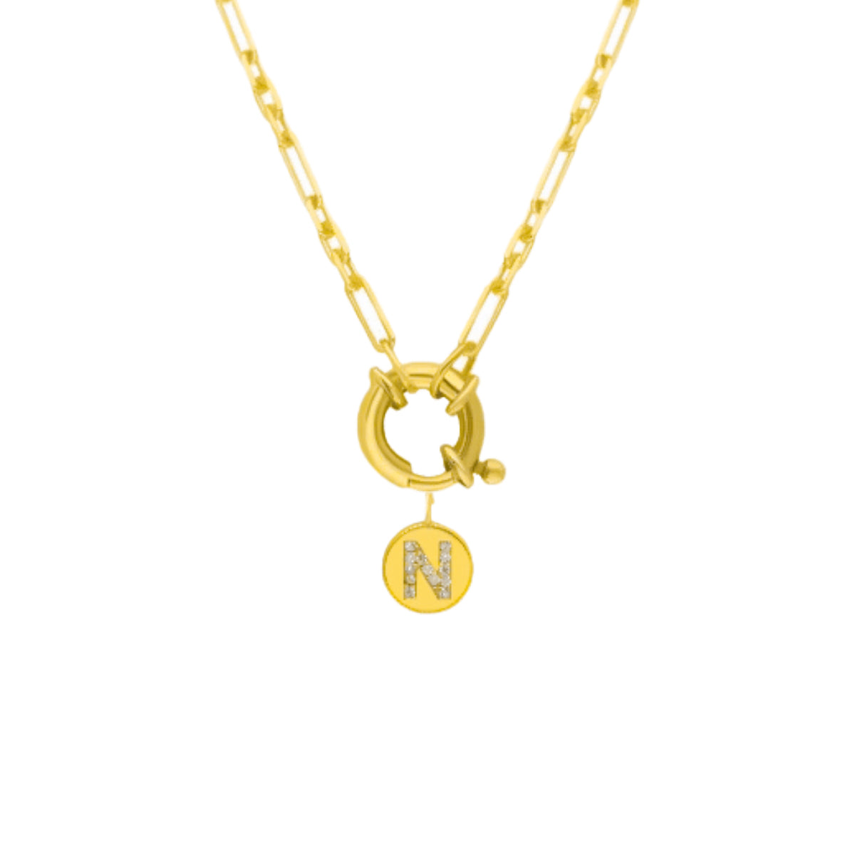 Kardelen Chain Plättchen Zirkonia Buchstaben Halskette - 925 SILBER