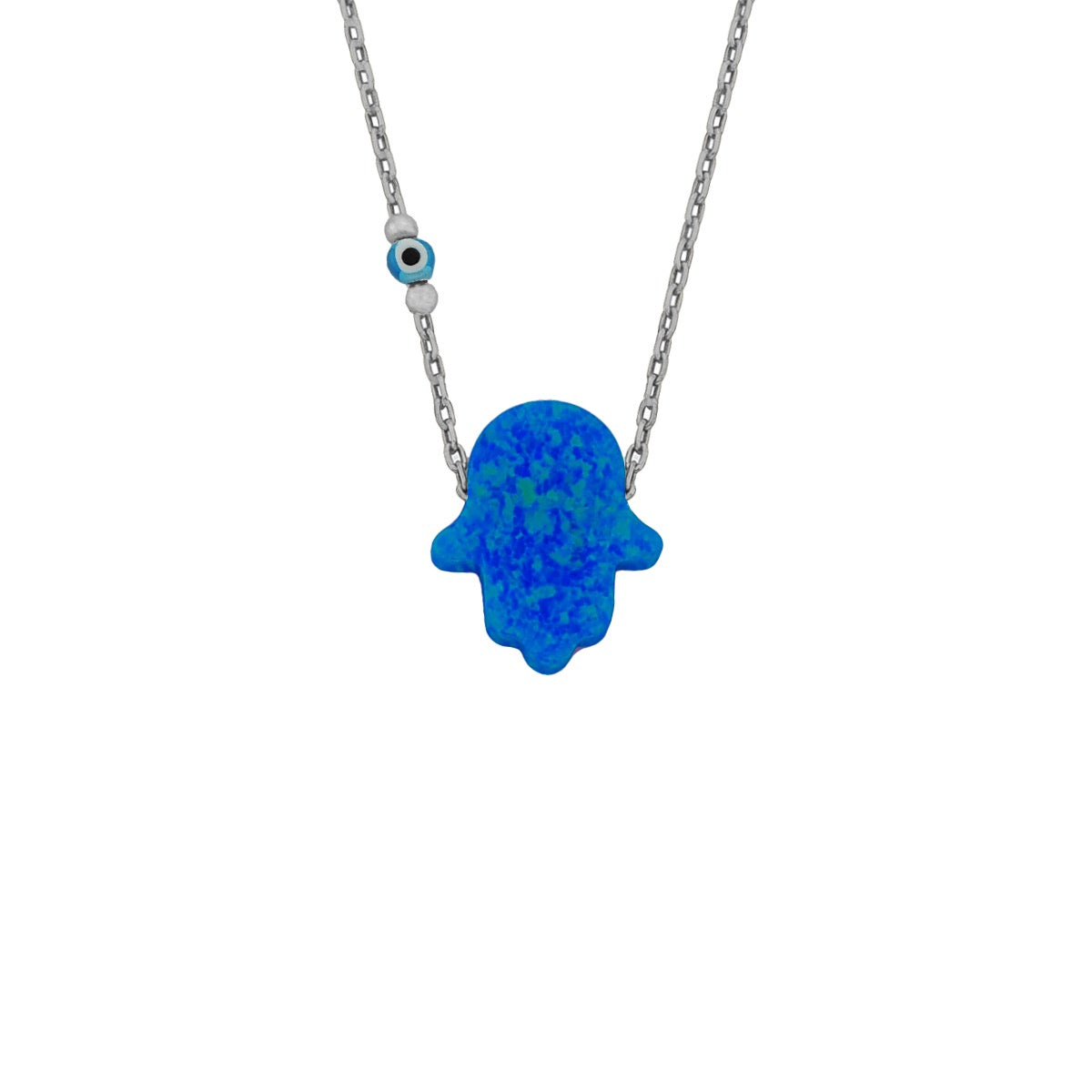 Kardelen Fatimas Hand Opal Kette mit Nazar Augenkette Dunkelblau - 925 SILBER Limitierter Zeitrabatt